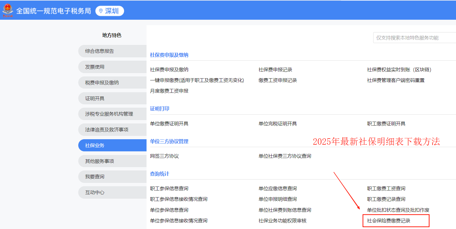 2025年深圳电子税务局社保明细表下载方法（企业+个人自动汇总）